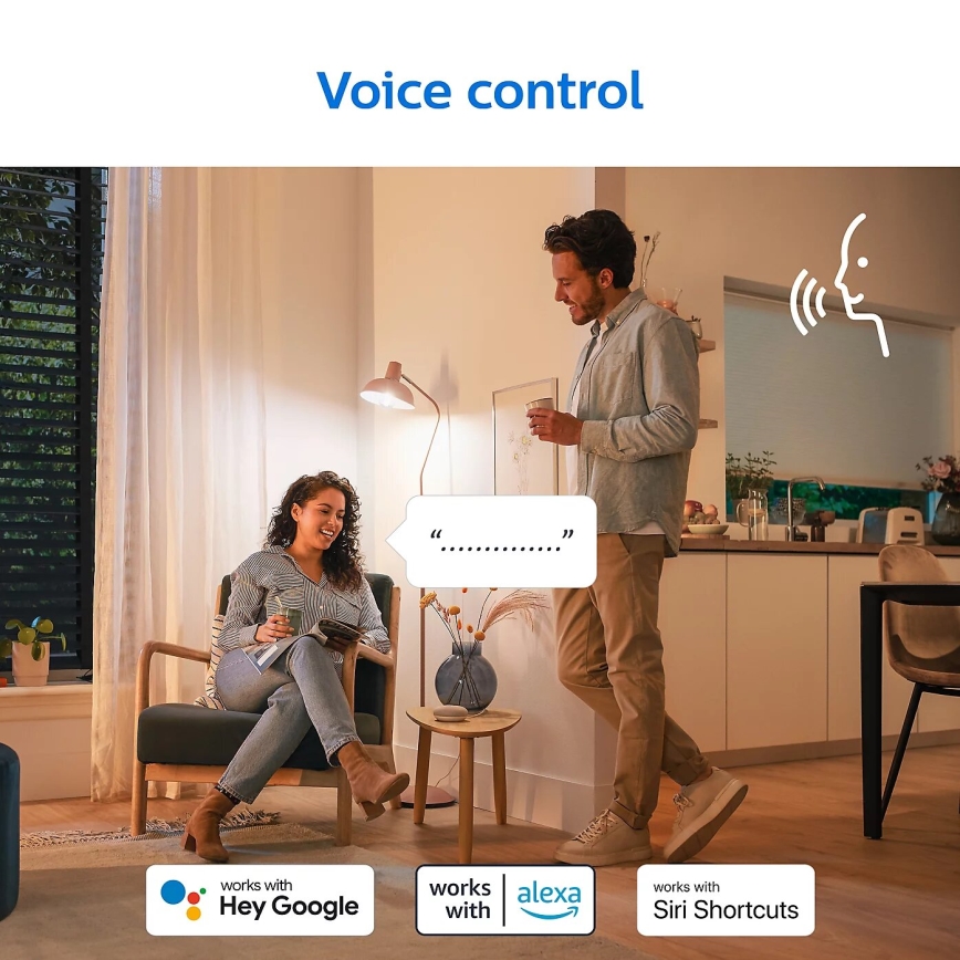 НАБІР 2x Світлодіодна лампочка з регулюванням яскравості Philips A60 E27/8W/230V Wi-Fi