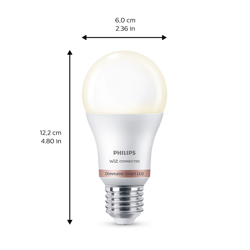 НАБІР 2x Світлодіодна лампочка з регулюванням яскравості Philips A60 E27/8W/230V Wi-Fi