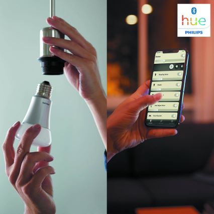 НАБІР 2x Світлодіодна лампочка з регульованою яскравістю Philips Hue WHITE E27/9W/230V 2700K