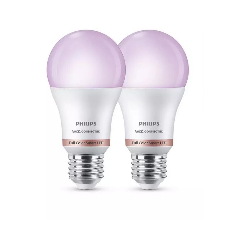 НАБІР 2x Світлодіодна RGB лампочка з регулюванням яскравості Philips A60 E27/8W/230V Wi-Fi