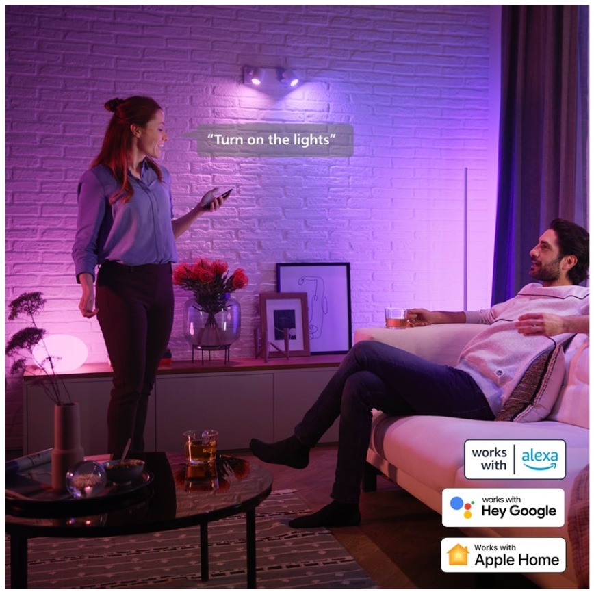 НАБІР 2x Світлодіодна RGBW лампочка з регулюванням яскравості Philips Hue White And Color Ambiance GU5,3/MR16/6,3W/12V 2000-6500K