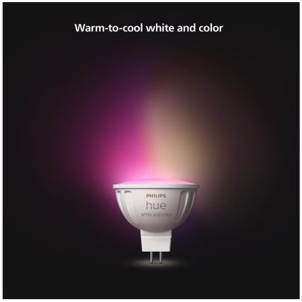 НАБІР 2x Світлодіодна RGBW лампочка з регулюванням яскравості Philips Hue White And Color Ambiance GU5,3/MR16/6,3W/12V 2000-6500K