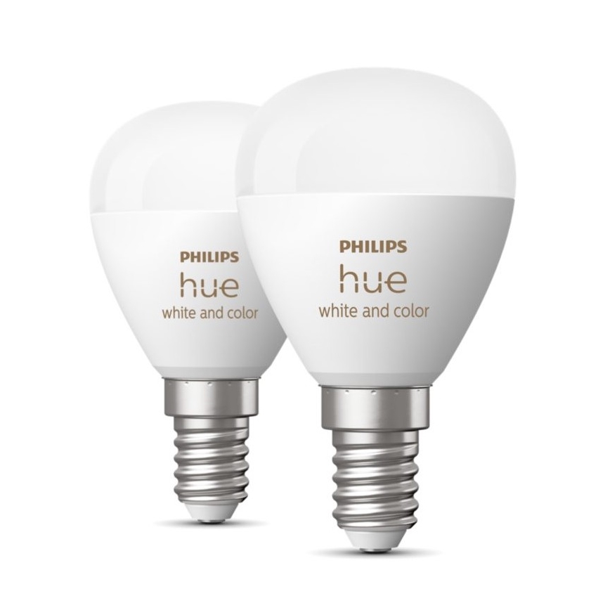 НАБІР 2x Світлодіодна RGBW лампочка з регулюванням яскравості Philips Hue White And Color Ambiance P45 E14/5,1W/230V 2000-6500K