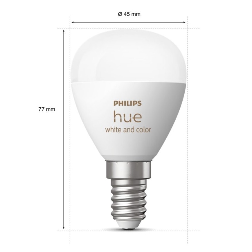 НАБІР 2x Світлодіодна RGBW лампочка з регулюванням яскравості Philips Hue White And Color Ambiance P45 E14/5,1W/230V 2000-6500K