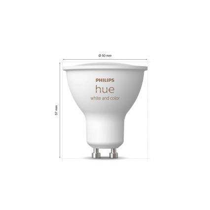 НАБІР 2x Світлодіодна RGBW лампочка з регулюванням яскравості Philips Hue White And Color Ambiance GU10/4,2W/230V 2000-6500K