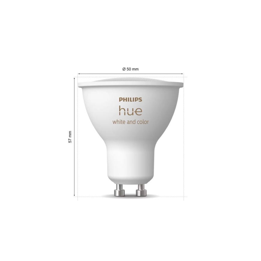 НАБІР 2x Світлодіодна RGBW лампочка з регулюванням яскравості Philips Hue White And Color Ambiance GU10/4,2W/230V 2000-6500K