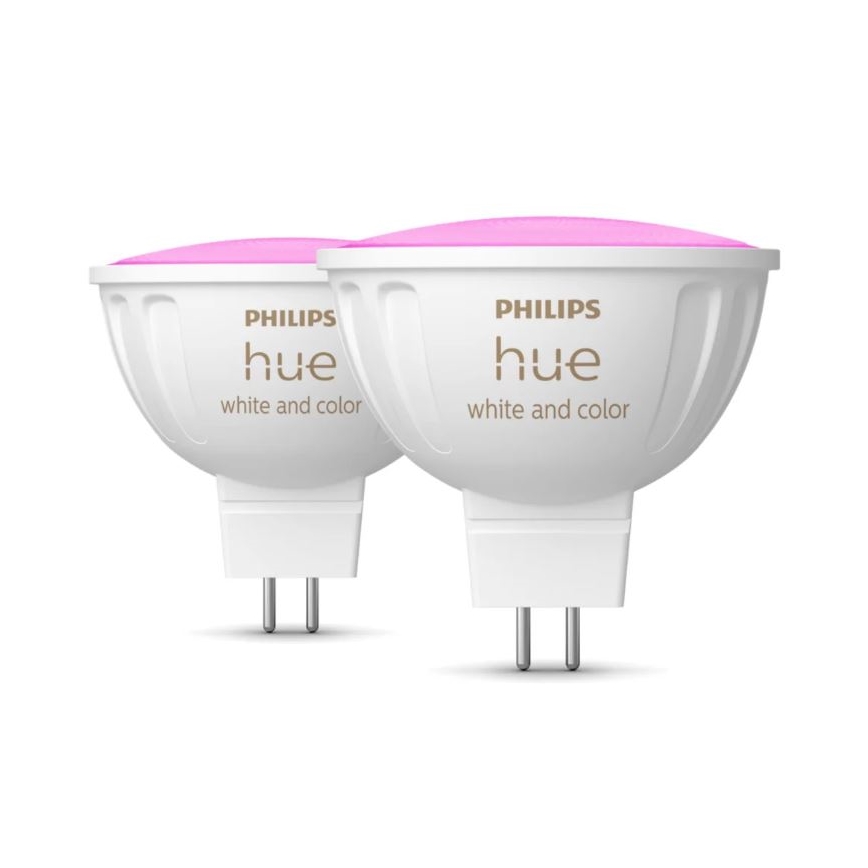 НАБІР 2x Світлодіодна RGBW лампочка з регулюванням яскравості Philips Hue White And Color Ambiance GU5,3/MR16/6,3W/12V 2000-6500K