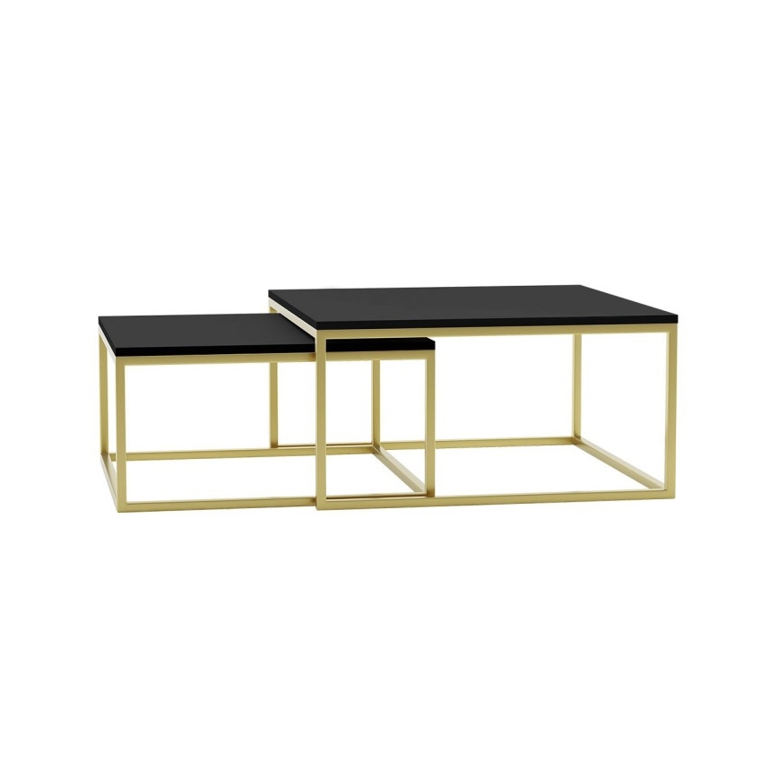 НАБІР 2x Журнальний столик DUAL чорний/золотий