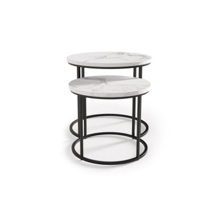 НАБІР 2x Журнальний столик OREO діаметр 43/53 см чорний/мармуровий декор