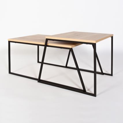 НАБІР 2x Журнальний столик PAL бежевий/чорний