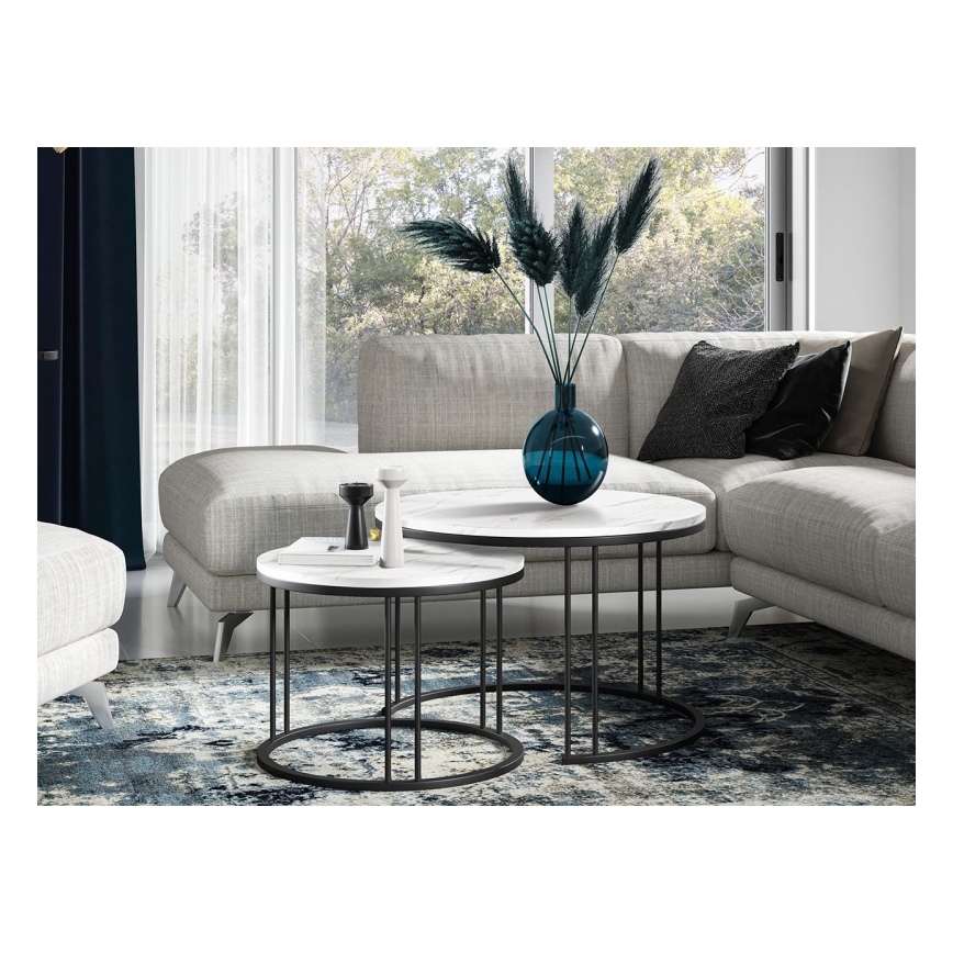 НАБІР 2x Журнальний столик RAGNAR чорний/білий