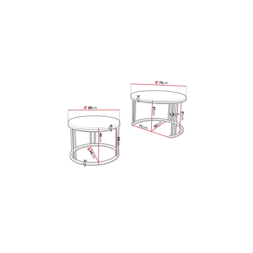 НАБІР 2x Журнальний столик RAGNAR чорний/білий