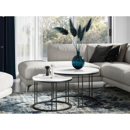 НАБІР 2x Журнальний столик RAGNAR чорний/білий