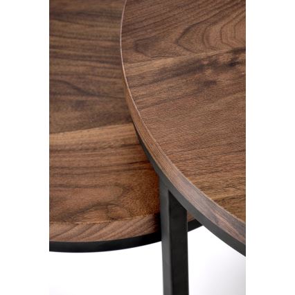 НАБІР 2x Конференційний столик OREO діам. 43/53 см чорний/горіх