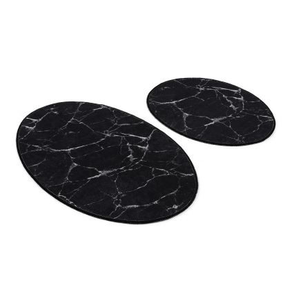 НАБІР 2x Килимок для ванної кімнати MARBLE 50x60/60x100 см чорний