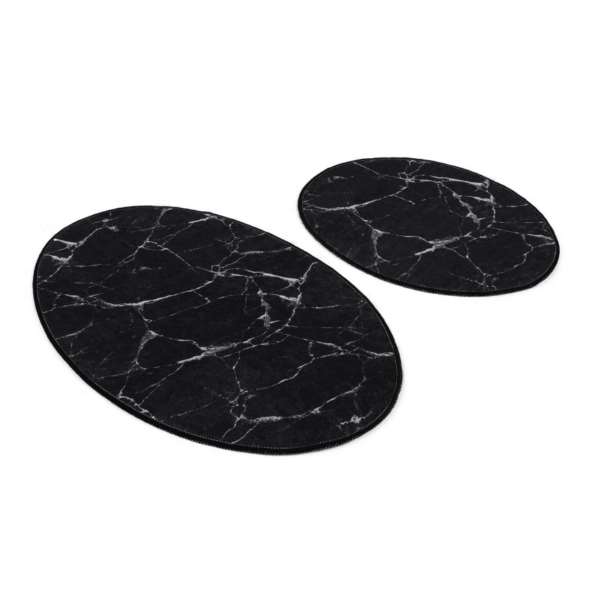 НАБІР 2x Килимок для ванної кімнати MARBLE 50x60/60x100 см чорний
