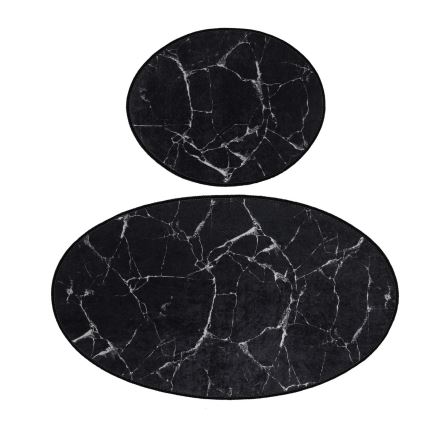 НАБІР 2x Килимок для ванної кімнати MARBLE 50x60/60x100 см чорний