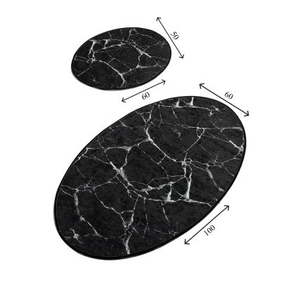 НАБІР 2x Килимок для ванної кімнати MARBLE 50x60/60x100 см чорний