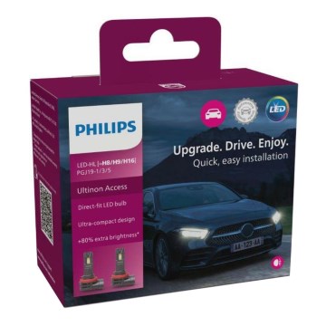 НАБІР 2xLED Автомобільна лампочка 11366 U2500 CX H8/H9/H16 PGJ19-1/3/5/20W/12V 6000K