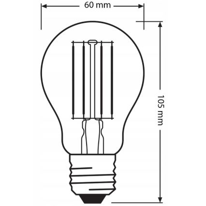 Набір 3 шт. світлодіодних ламп BASE CLASSIC FILAMENT A60 E27/7,5 Вт/230 В 4000 К - Osram