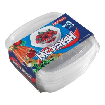 НАБІР 3 шт. Контейнер для продуктів 0,9 л прозорий