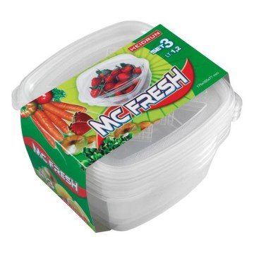 НАБІР 3 шт. Контейнер для продуктів 1,2 л прозорий
