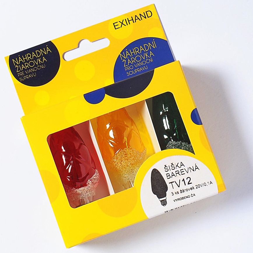 НАБІР 3 x Запасна лампа CONE E10/20V/0,1A кольоровий Виготовлено в Європі