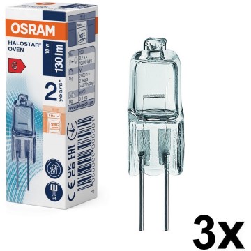 НАБІР 3x галогенних ламп для духовки HALOSTAR G4/10W/12V 2700K - Osram