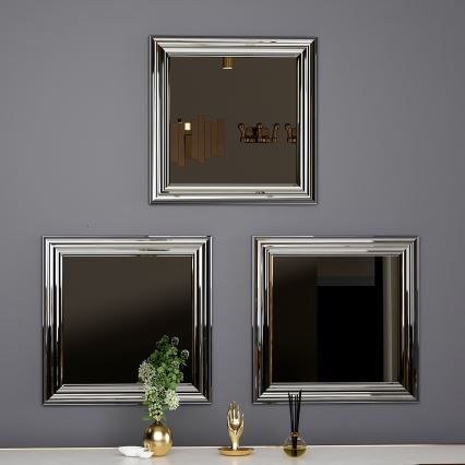 НАБІР 3x LED Підсвітка для дзеркала для ванної кімнати OTTO 40x40 см срібний