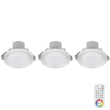 НАБІР 3x LED RGB Стельовий вбудований світильник з регулюванням яскравості ARGON LED/7,3W/230V + пульт дистанційного керування