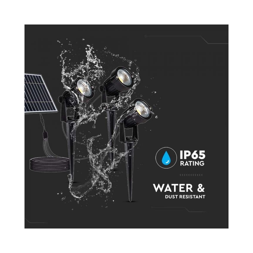 НАБІР 3 шт. LED Зовнішня сонячна лампа 3xLED/1,2W/3,7V IP65 3000K 4000 mAh