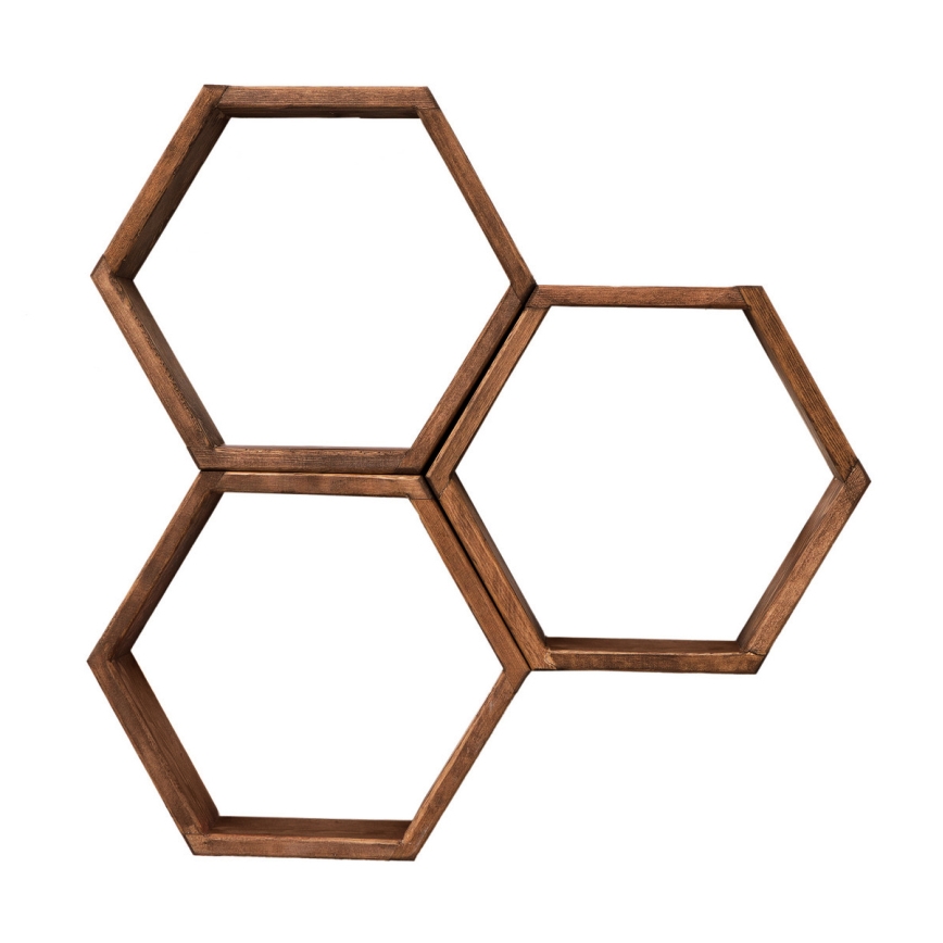 НАБІР 3x Настінна полиця ELFO 38x58 см коричневий