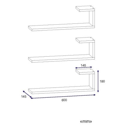 НАБІР 3x Настінна полиця EMILY 18x60 см білий