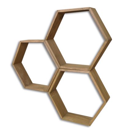 НАБІР 3x Настінна полиця ялина коричневий