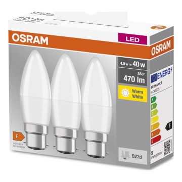 НАБІР 3x Світлодіодна лампочка B38 B22d/4,9W/230V 3000K - Osram
