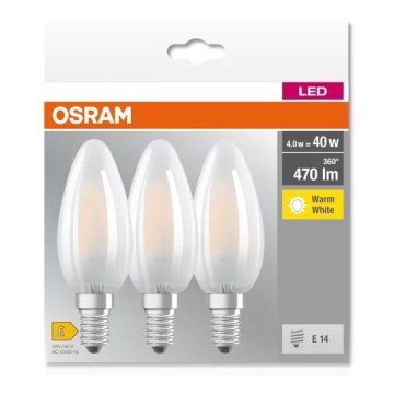 НАБІР 3x Світлодіодна лампочка B40 E14/4W/230V 2700K - Osram