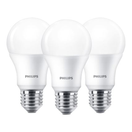 НАБІР 3x Світлодіодна лампочка Philips E27/9W/230V 2700K