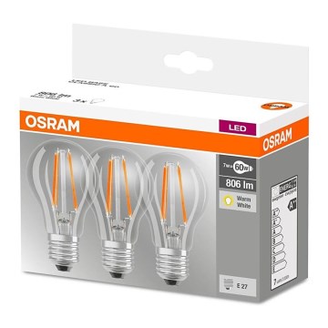 НАБІР 3x Світлодіодна лампочка VINTAGE E27/7W/230V 2700K - Osram
