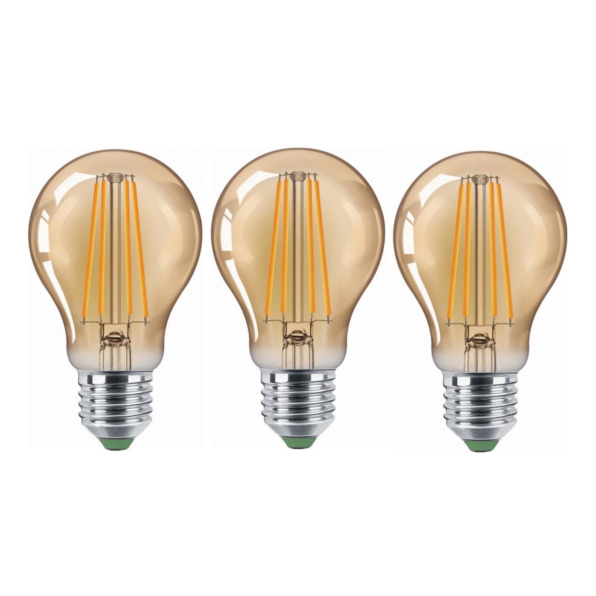 НАБІР 3x Світлодіодна лампочка CLASIC AMBER A60 E27/9W/230V 2200K - Brilagi
