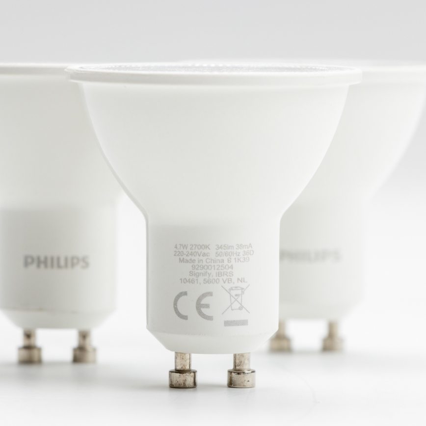НАБІР 3x Світлодіодна лампочка Philips GU10/4,7W/230V 2700K