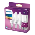 НАБІР 3x Світлодіодні лампочки Philips B35 E14/4W/230V 2700K