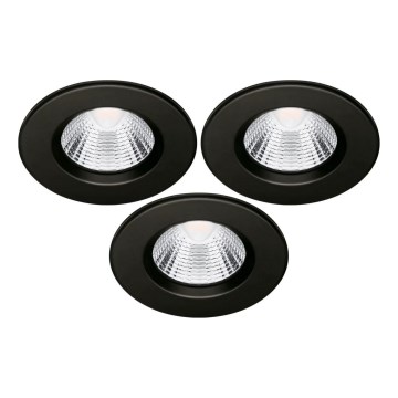 НАБІР 3x Вбудований стельовий LED світильник для ванної LED/5,5W/230V 2700K IP65 чорний