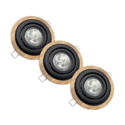 НАБІР 3x Вбудований стельовий світильник TOBBY 1xG9/20W/230V діаметр 11,5 см дуб/чорний