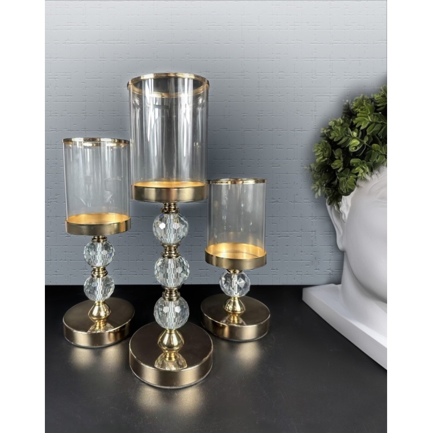 Набір 3x золотих підсвічників