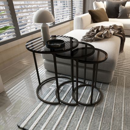 НАБІР 3x Журнальний столик ALYA діаметр 34/42/50 см чорний