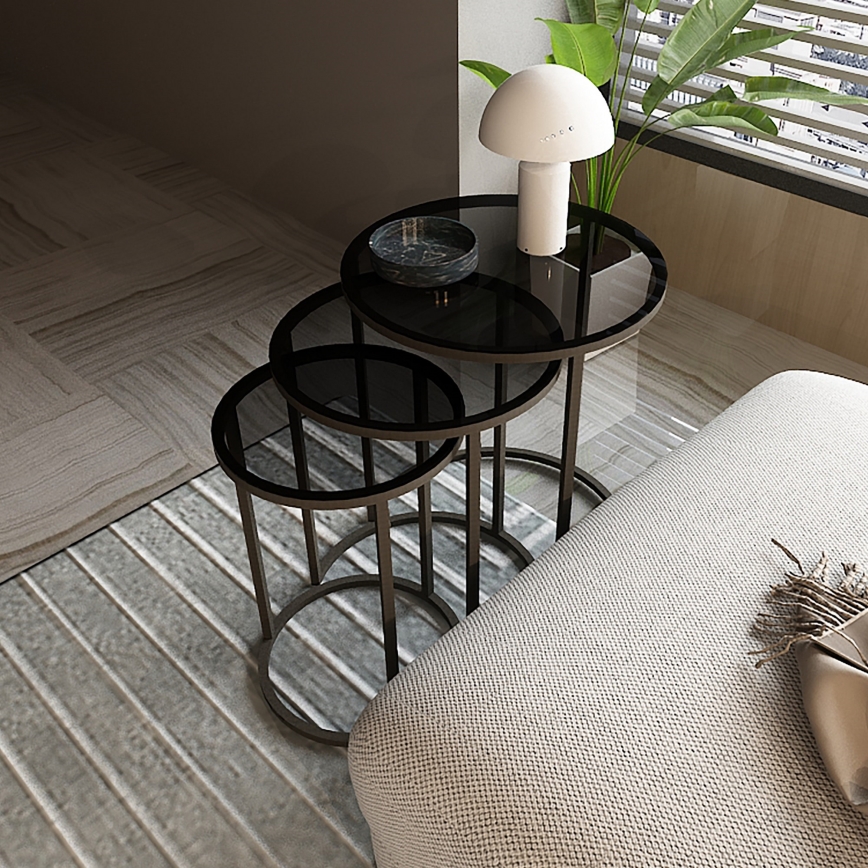 НАБІР 3x Журнальний столик ALYA діаметр 34/42/50 см чорний