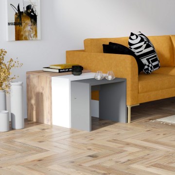 НАБІР 3x Журнальний столик GUL коричневий/білий/сірий