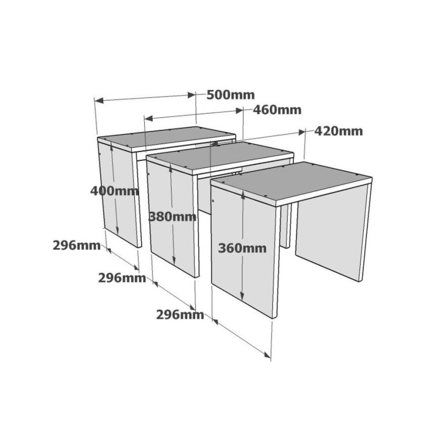 НАБІР 3x Журнальний столик GUL коричневий/білий/сірий