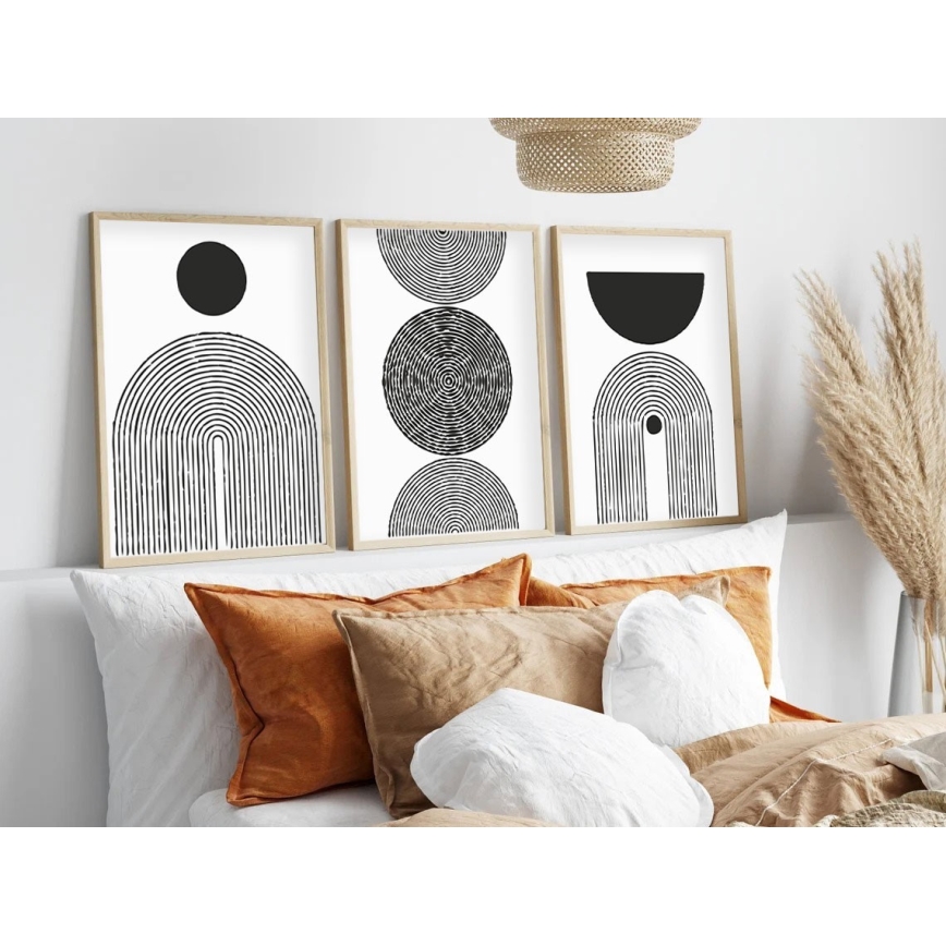 НАБІР 3x Картина у фоторамці 50x70 см чорний/білий