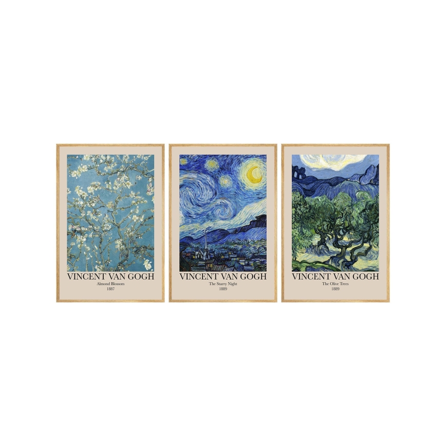 НАБІР 3x Картина у фоторамці 50x70 см Vincent van Gogh